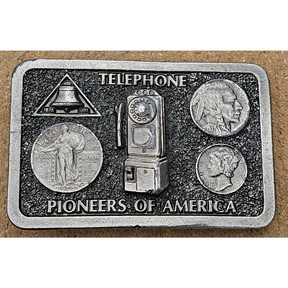 Great American Buckle Co. - Telephone Pioneers Of America - Belt Buckle 3 3/4" - Picture 1 of 4